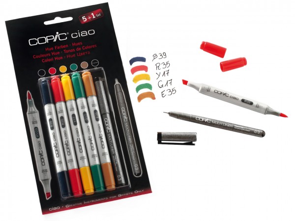 COPIC® ciao Marker, Aktionsset 5 + 1 / Hue Farben