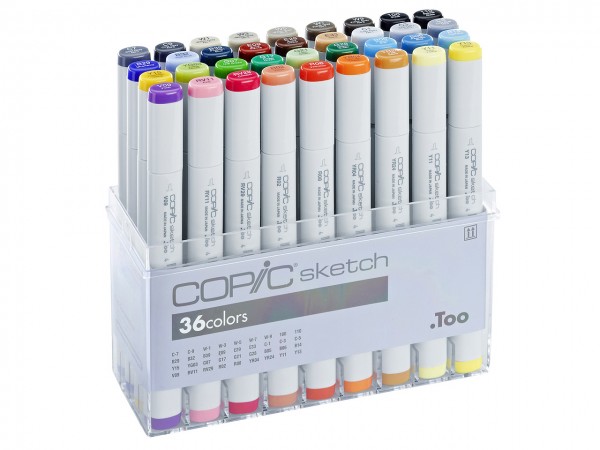 COPIC® sketch Marker, Set mit 36 Basisfarben