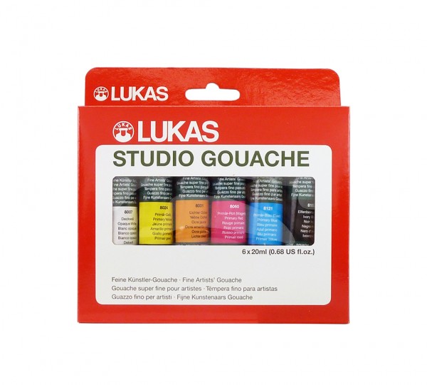 Lukas Studio Gouache 20 ml Tuben, Set mit 6 Farben