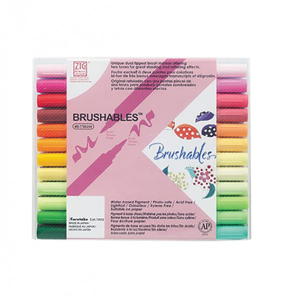 ZIG® Brushables, 2 Farben in einem Filzstift / 24 Farben