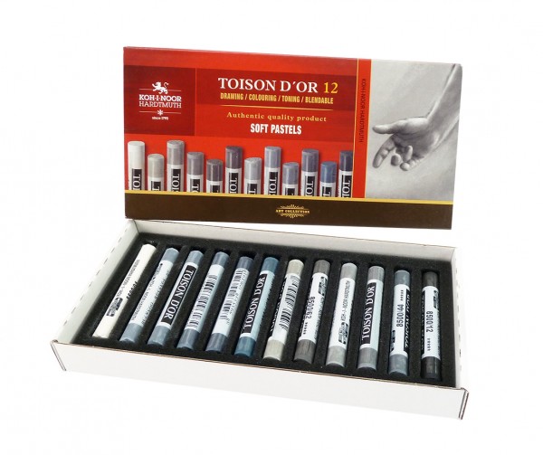 Toison D&#039;Or extra weiche Pastellkreiden / Set mit 12 Grautönen
